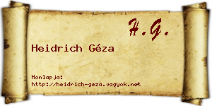Heidrich Géza névjegykártya