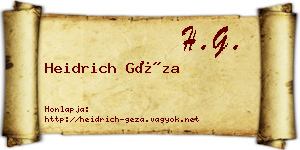 Heidrich Géza névjegykártya